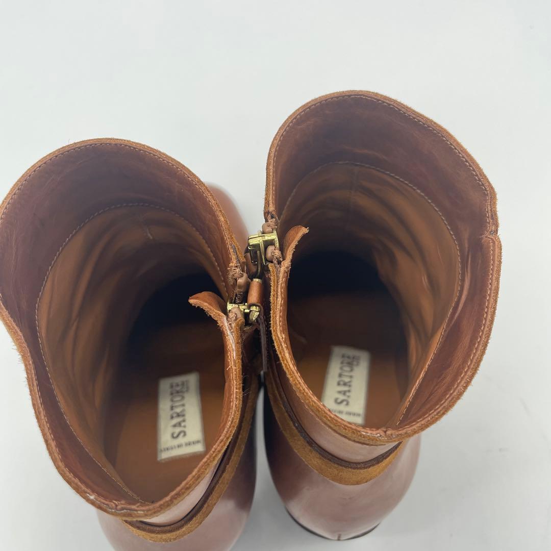 SARTORE ブーツ レザー スエード バックル ヒール 高級 サイドジップ