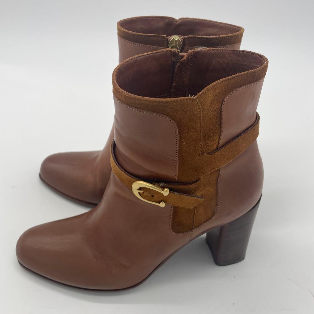 SARTORE ブーツ レザー スエード バックル ヒール 高級 サイドジップ