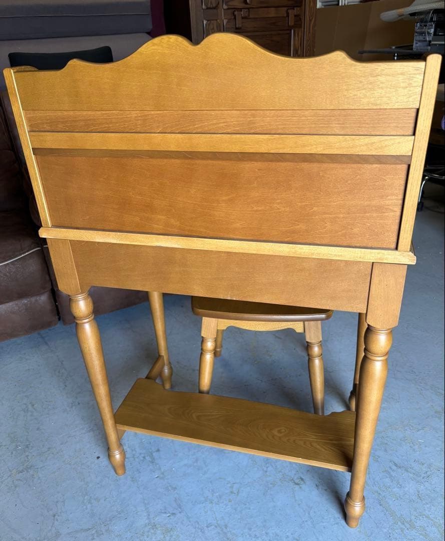 むぅKARIMOKU レトロ アンティク デスク＆椅子、木製、2点セット