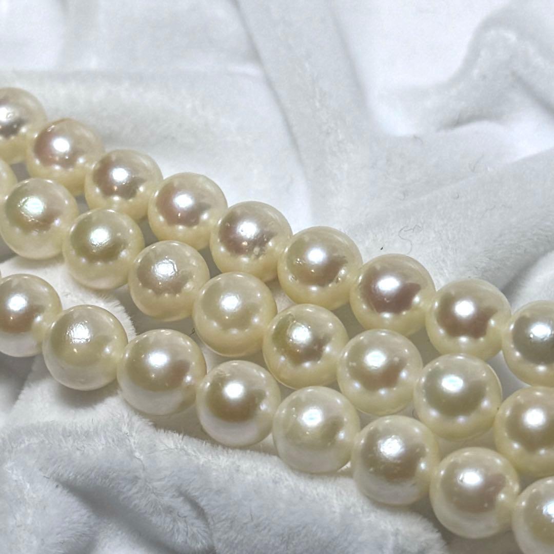 希少✨3連 アコヤ真珠 約6.0-6.5mm パールネックレス シルバー金具