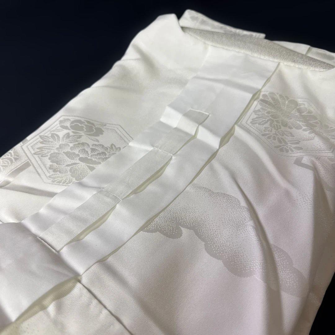 花嫁用　長襦袢 身丈136cm 裄65cm 特別衿　白　化繊 手縫【中古】亀甲柄