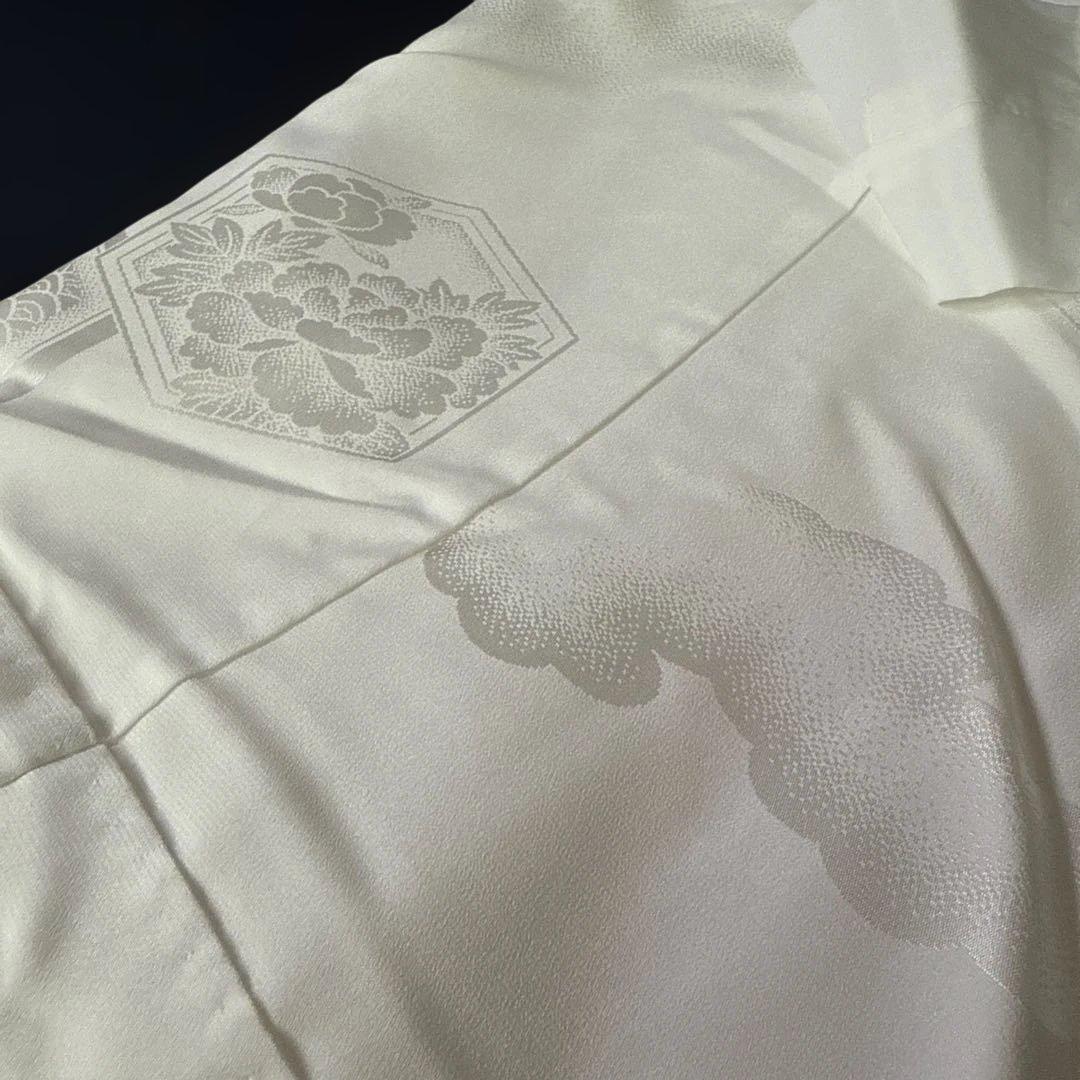 花嫁用　長襦袢 身丈136cm 裄65cm 特別衿　白　化繊 手縫【中古】亀甲柄