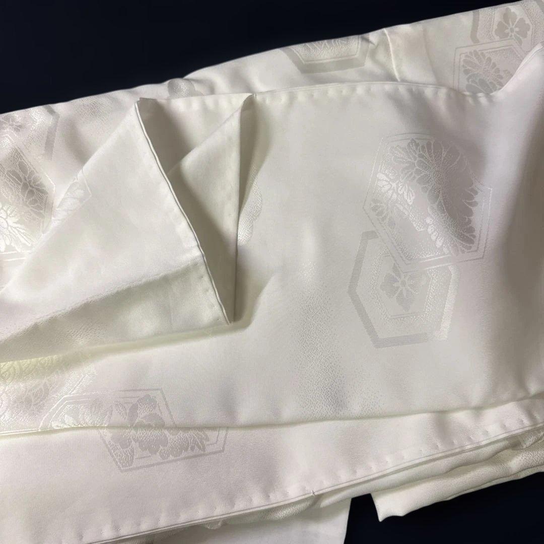 花嫁用　長襦袢 身丈136cm 裄65cm 特別衿　白　化繊 手縫【中古】亀甲柄