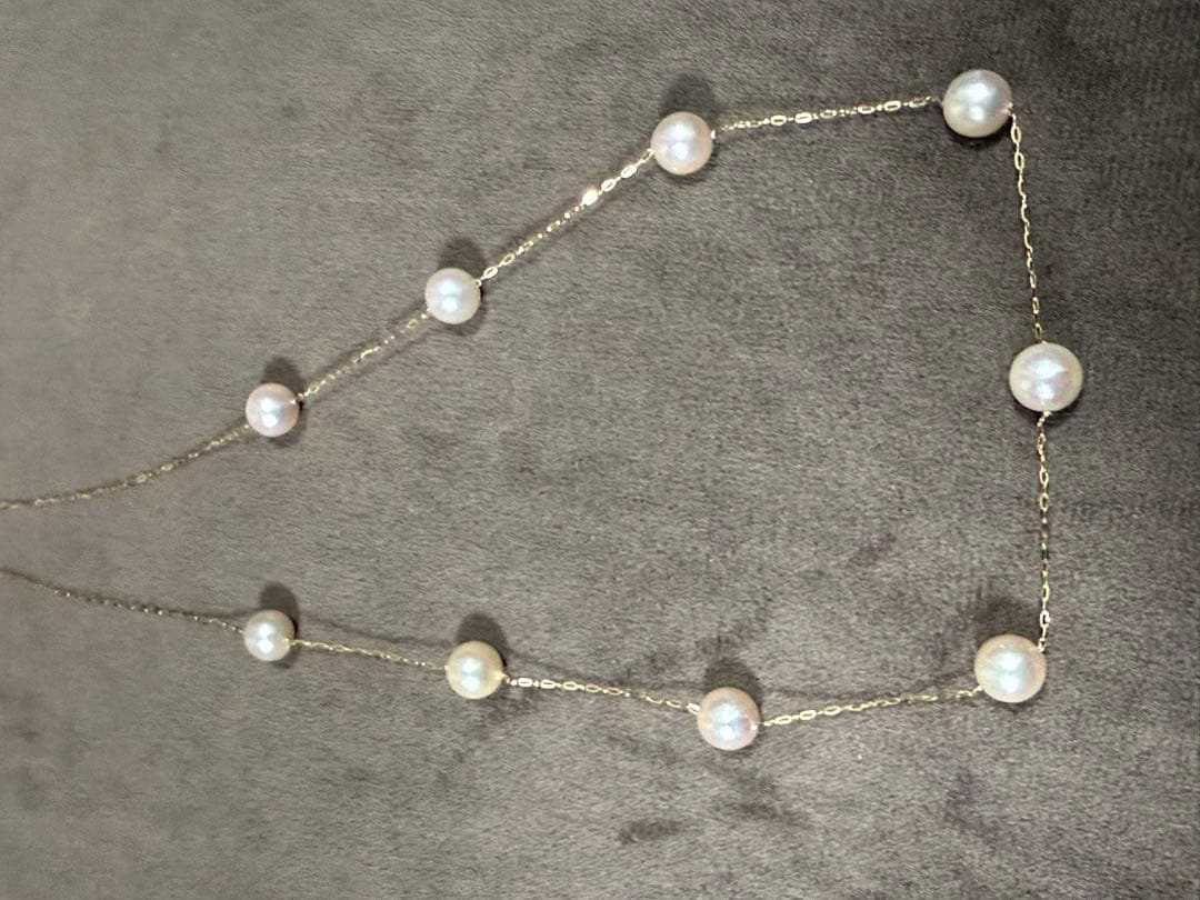 K18 パール 真珠 ステーション ネックレス 50cm