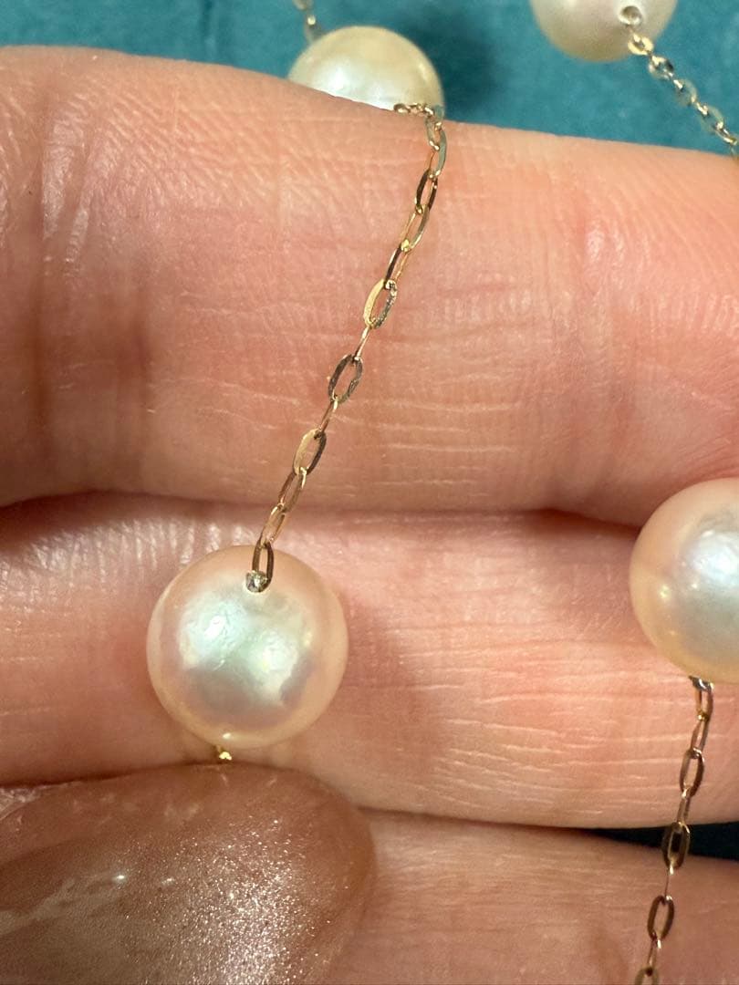 K18 パール 真珠 ステーション ネックレス 50cm