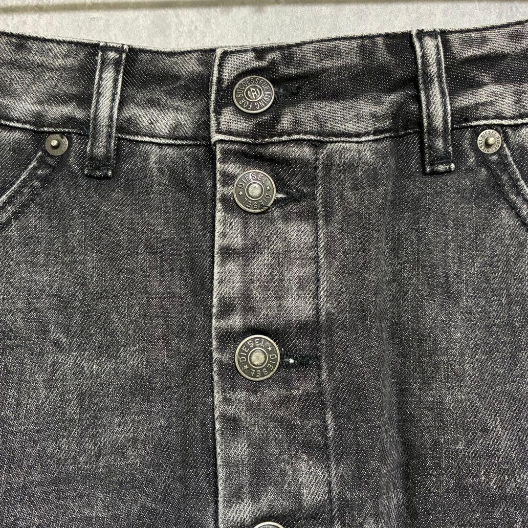 DIESEL フレアデニムミニスカート 26 ブラック インパン付 ショーパン