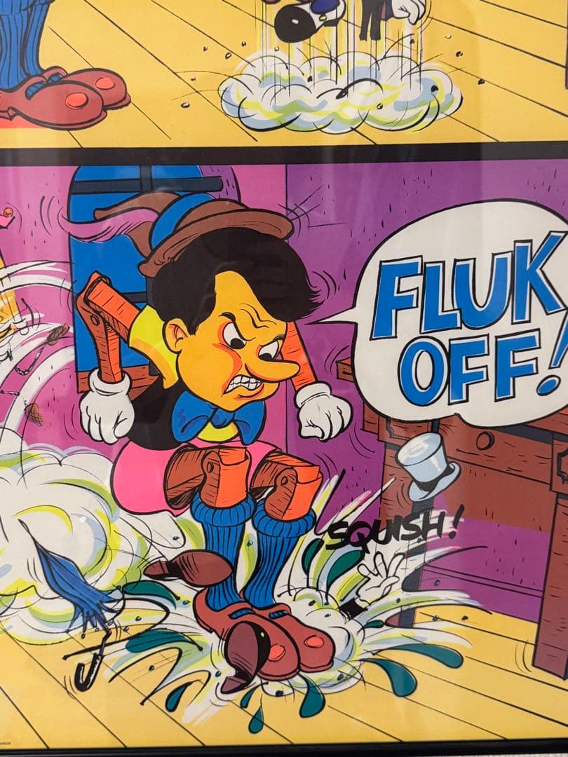 1972年　ビンテージ　ブラックライトポスター　ピノキオ　パロディー　ディズニー