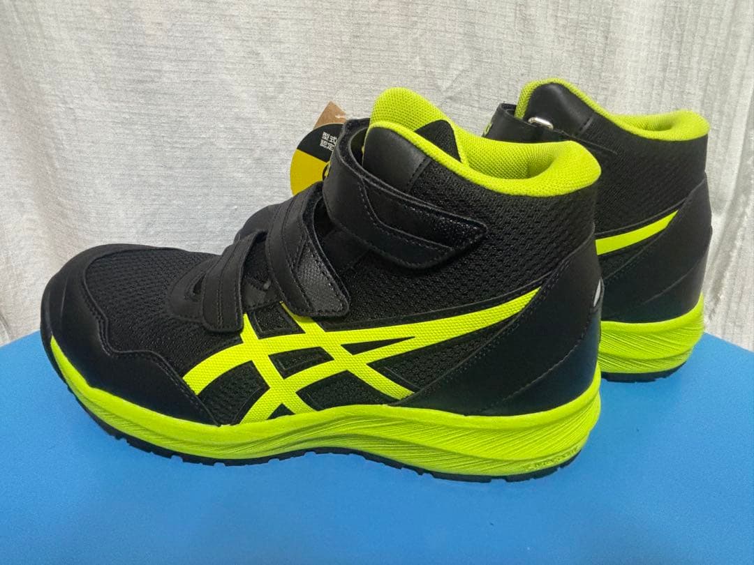 asics ハイカット安全靴 ブラック/ライム