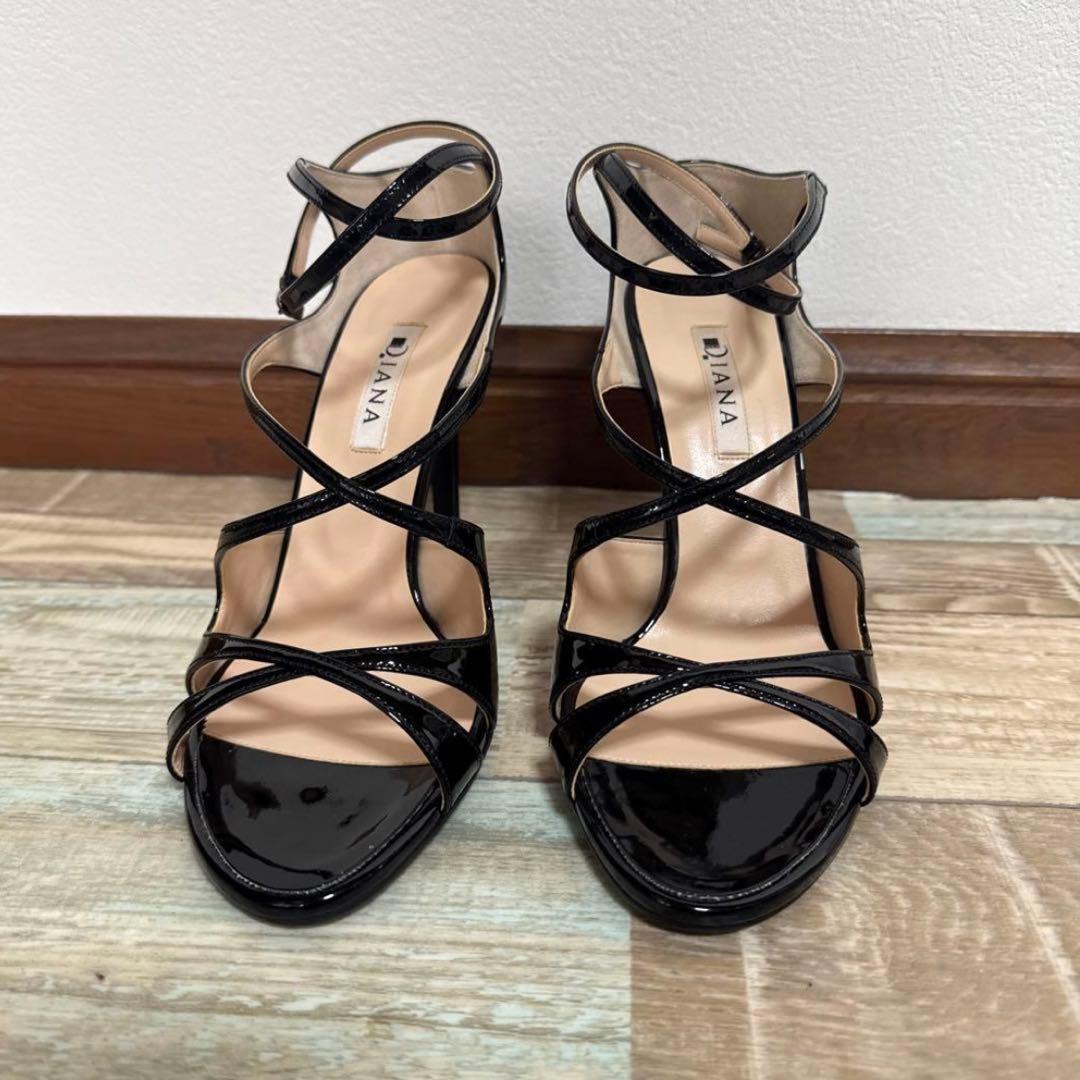 DIANA ブラック ストラップサンダル 高ヒール