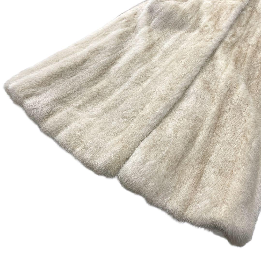 総丈108cm　パールミンク　ロング丈　ファーコート　Lサイズ相当　なめし柔らか