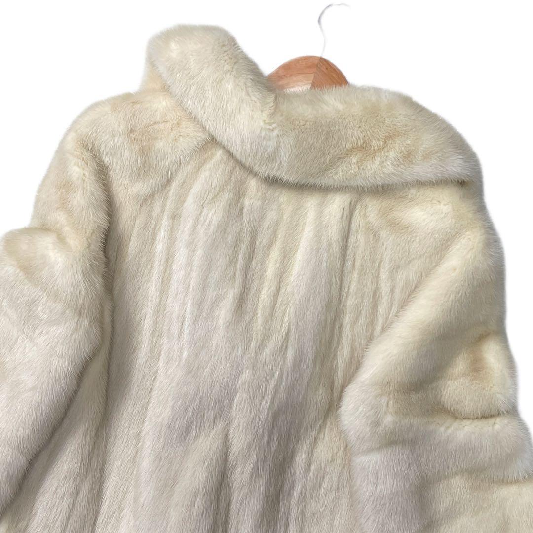 総丈108cm　パールミンク　ロング丈　ファーコート　Lサイズ相当　なめし柔らか