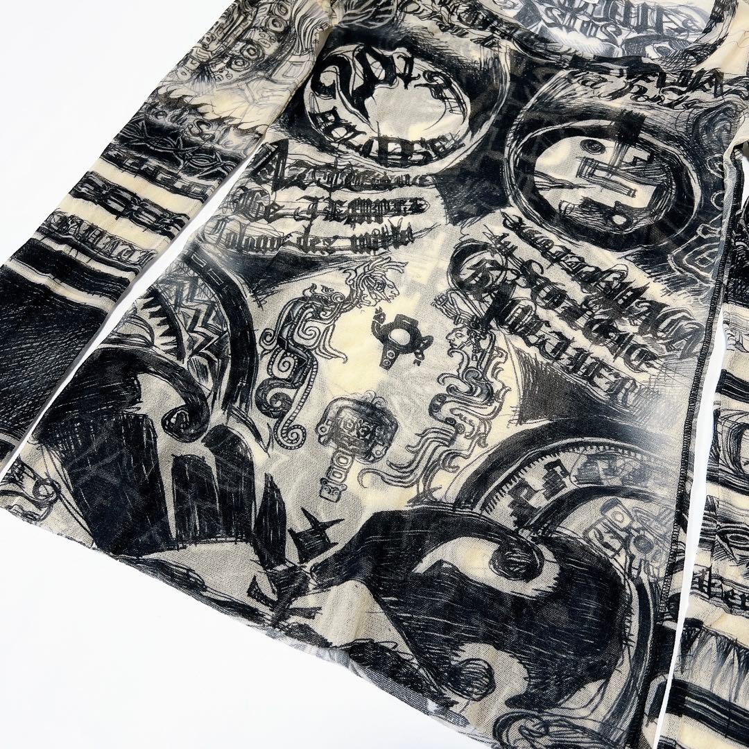 ジャンポールゴルチエ パワーネット セカンドスキン 薄手トップス 総柄 Mサイズ