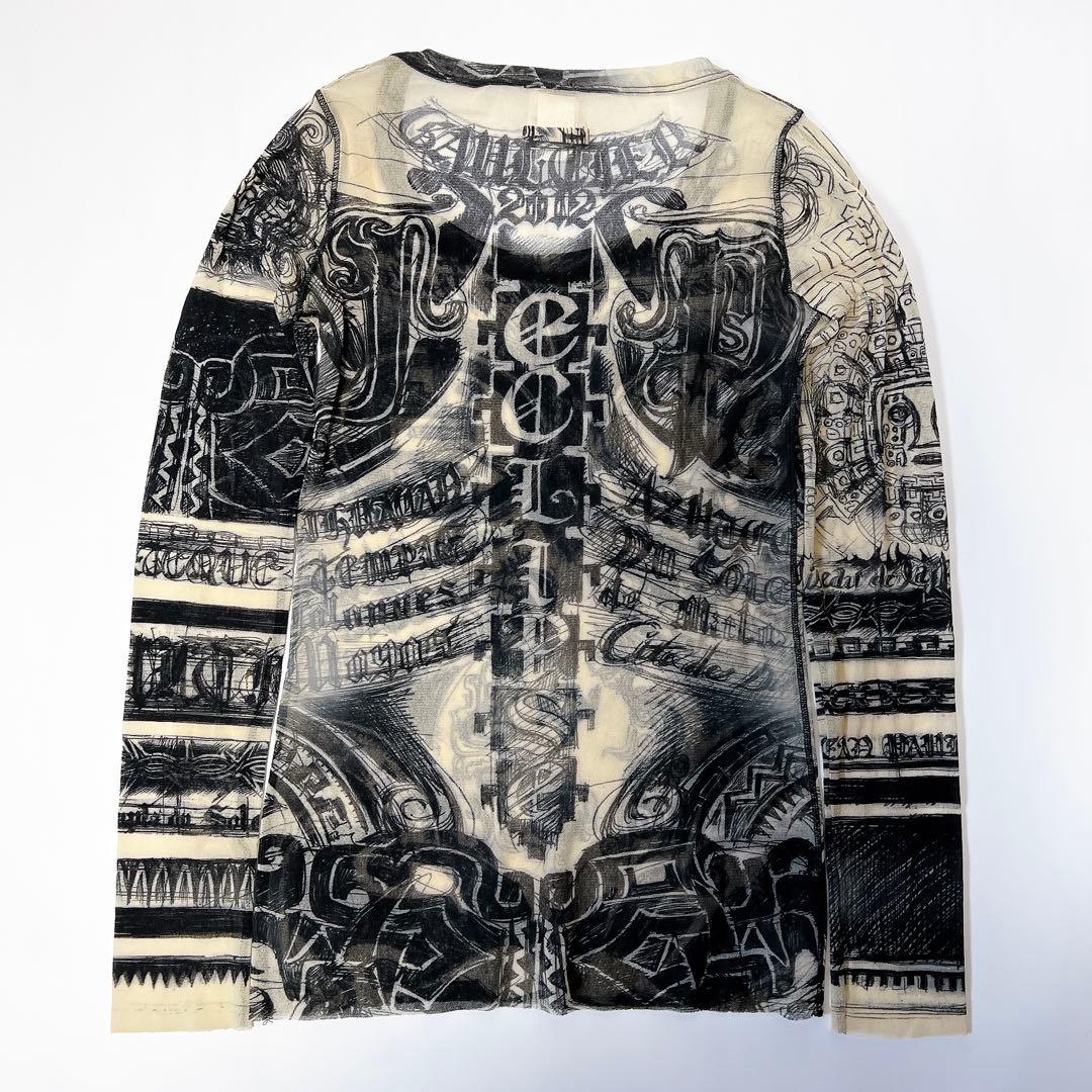 ジャンポールゴルチエ パワーネット セカンドスキン 薄手トップス 総柄 Mサイズ