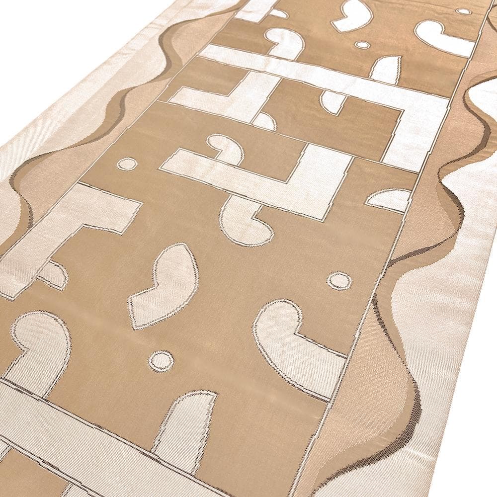 木屋太？ 袋帯 洒落袋帯 西陣織 正絹 中古 ベージュ 茶 No.ymo0045