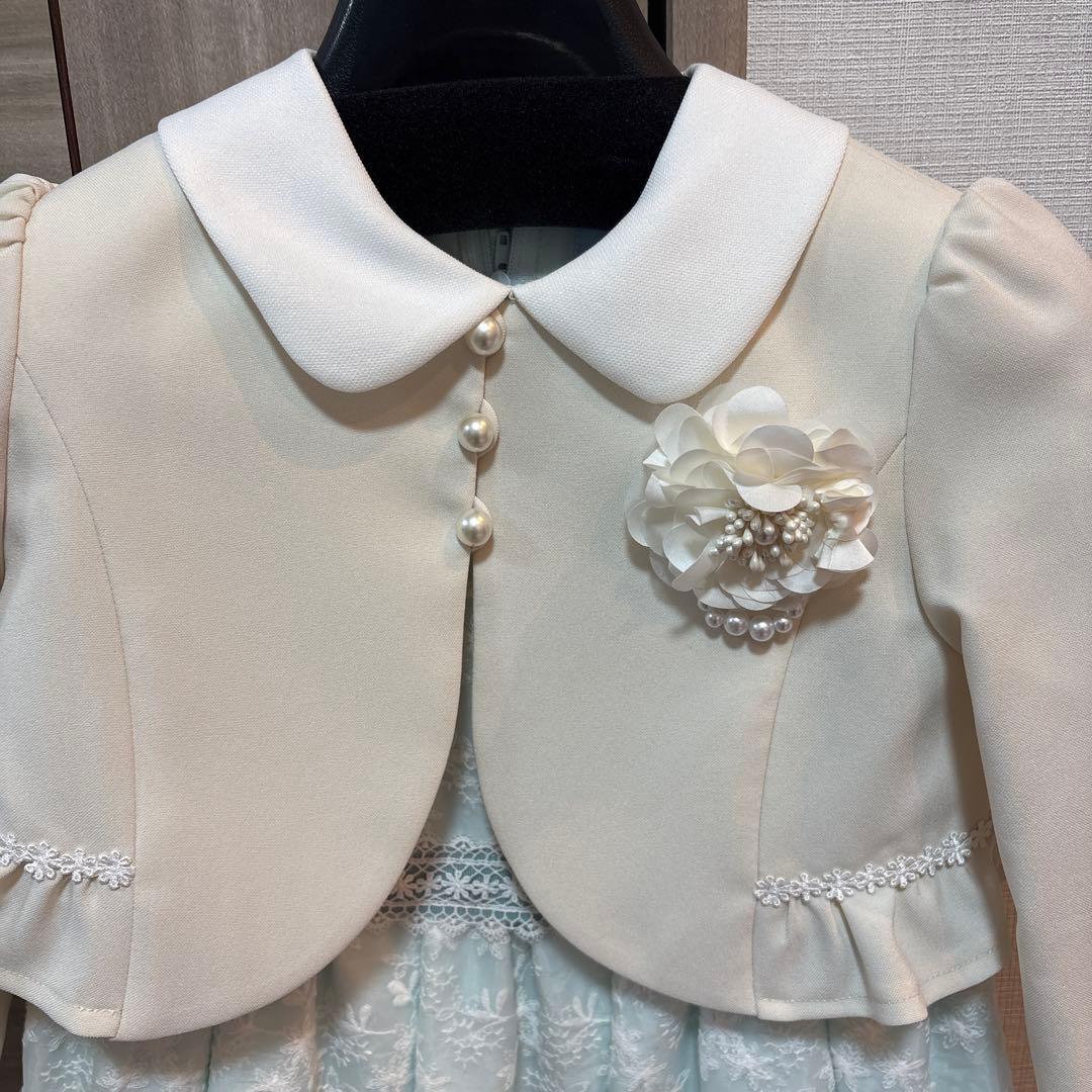 【120】【CHOPIN】ショパン　セレモニードレス 白と紺のボレロ付