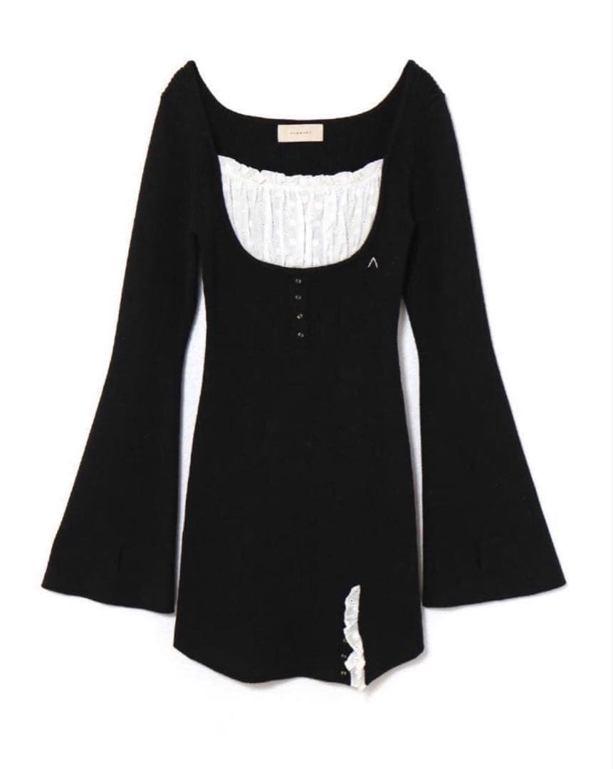 ワンピース andmary Poppy lace mini dress black