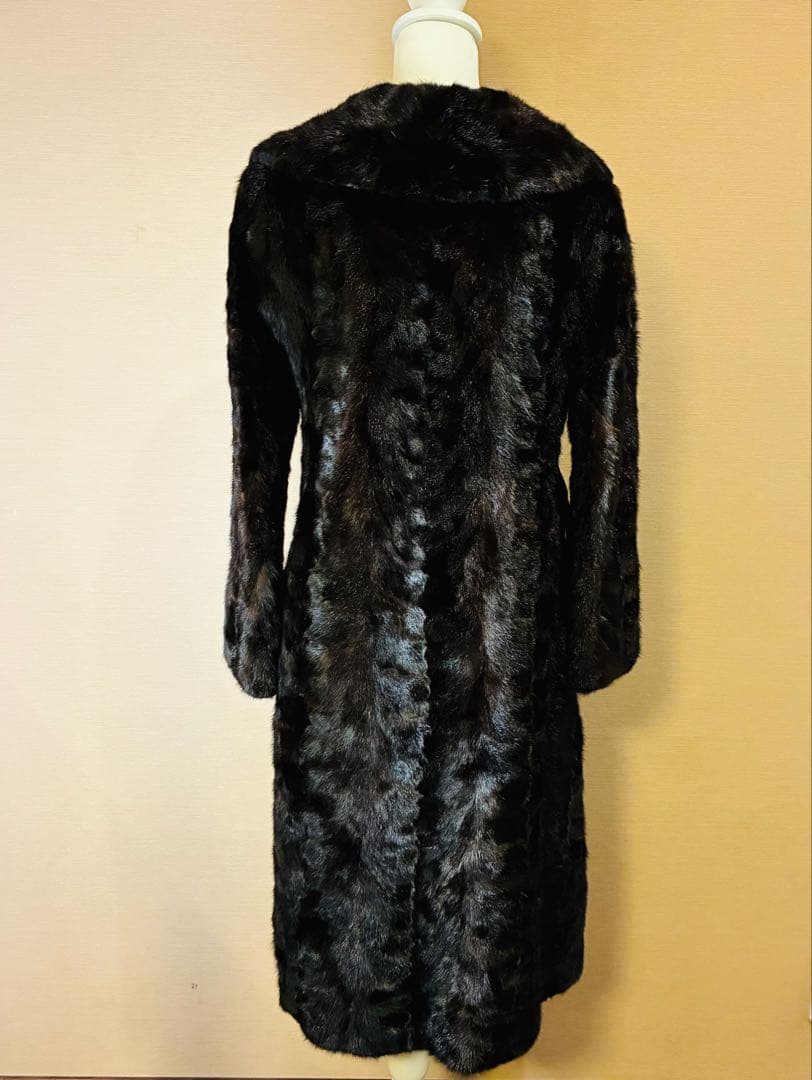 EagleFurs 本毛皮マキシ丈コート リアルファー　総レース裏地 ミンク調