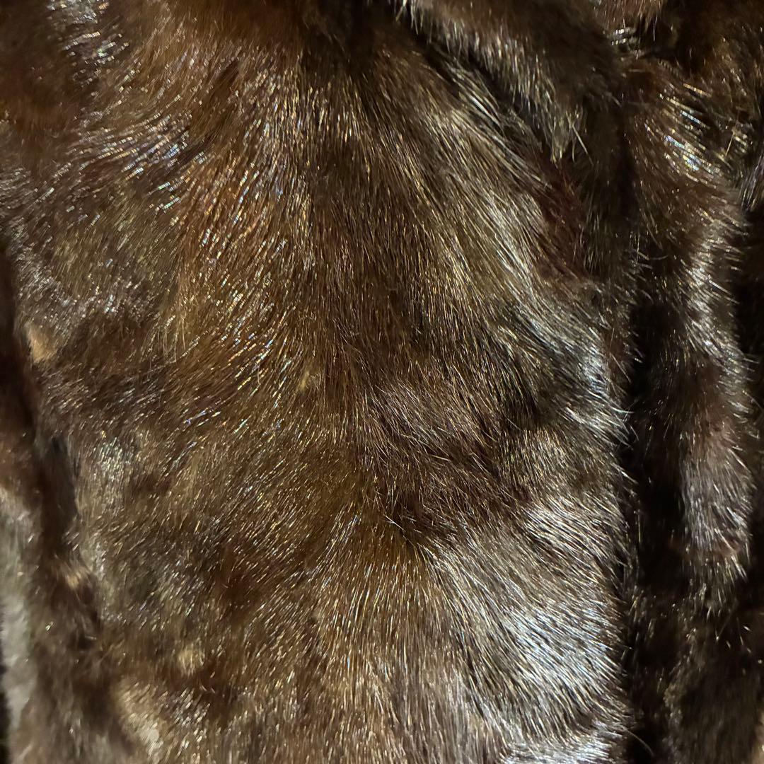 EagleFurs 本毛皮マキシ丈コート リアルファー　総レース裏地 ミンク調