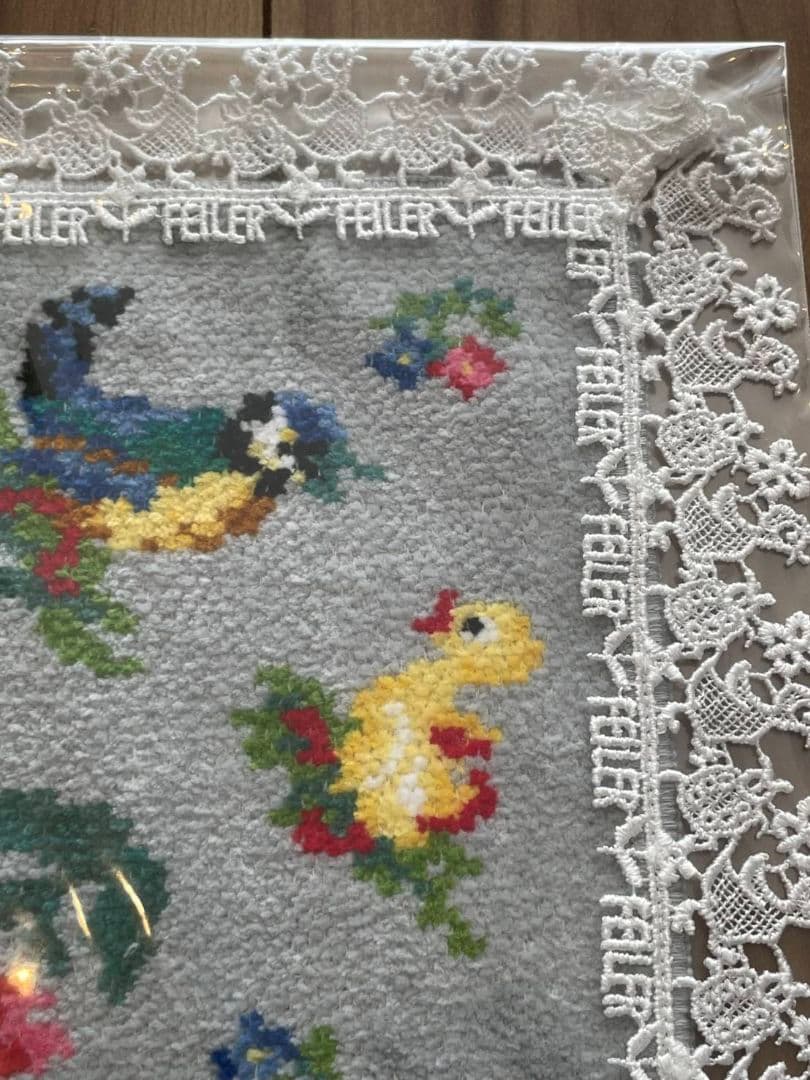 新品　フェイラー　近沢レース　コラボ　ハイジハンカチ グレー