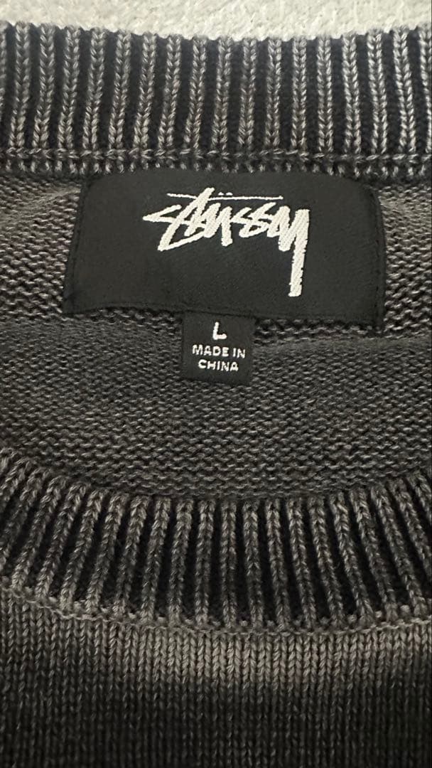 STUSSY ステューシーニット ブラック FADED COTTON CREW
