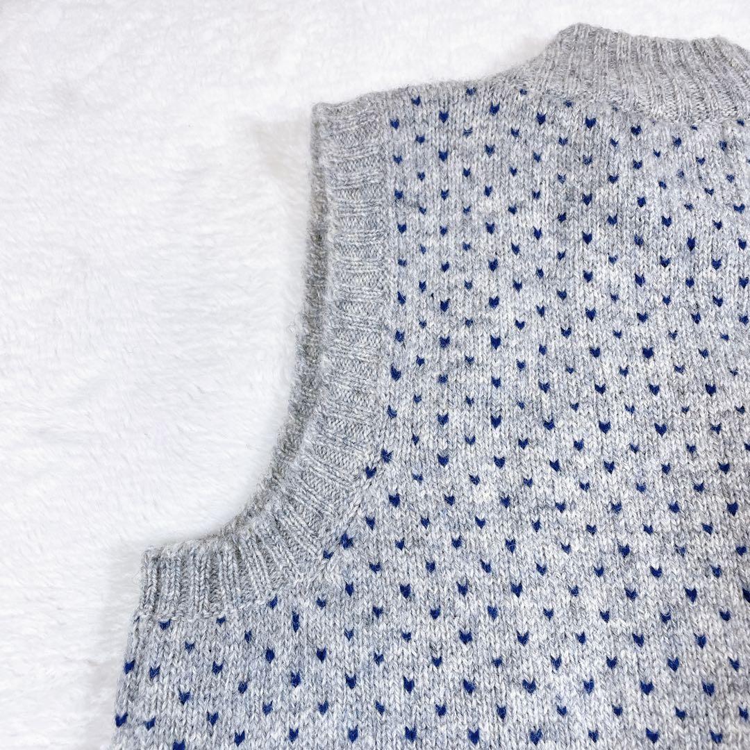 マドモアゼルノンノン×ジャミーソンズ　ハートドット柄　ニットベスト　グレー