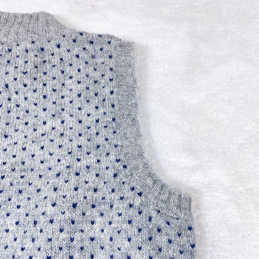 マドモアゼルノンノン×ジャミーソンズ　ハートドット柄　ニットベスト　グレー