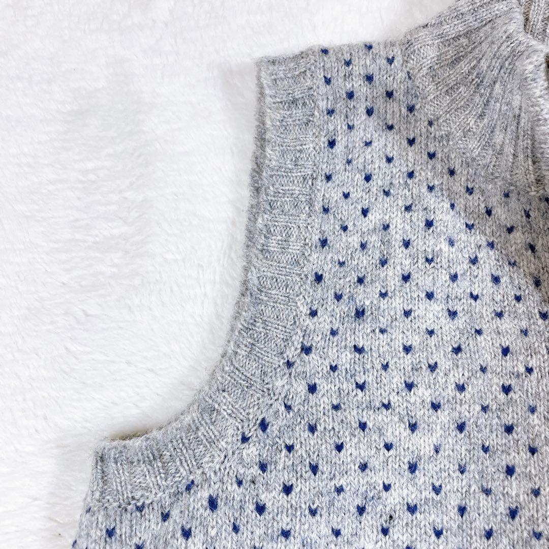 マドモアゼルノンノン×ジャミーソンズ　ハートドット柄　ニットベスト　グレー