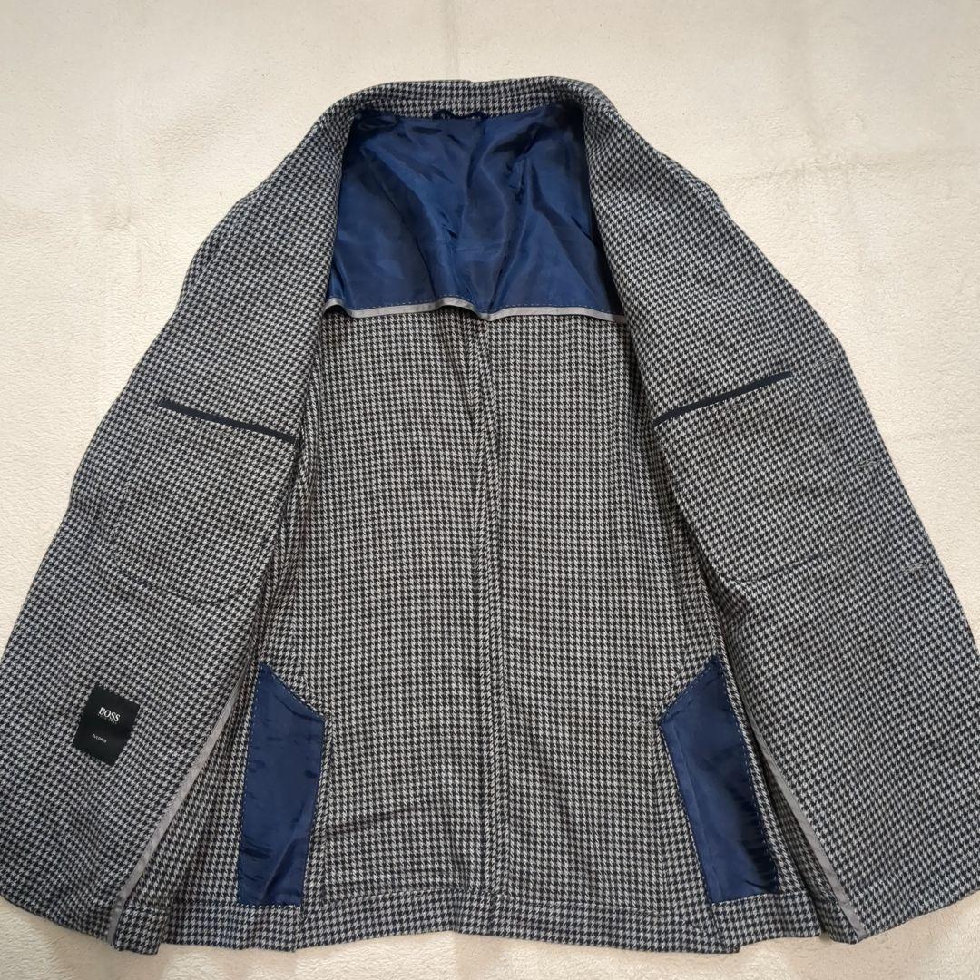 極美品 ヒューゴボス アンコンジャケット エルボーパッチ カシミヤ シルク 50