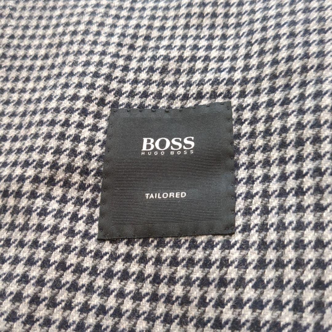 極美品 ヒューゴボス アンコンジャケット エルボーパッチ カシミヤ シルク 50