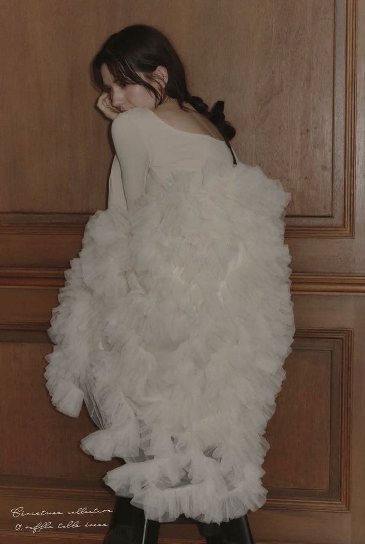 新品 NOTRE émor ruffle tulle dress ノートルエモア