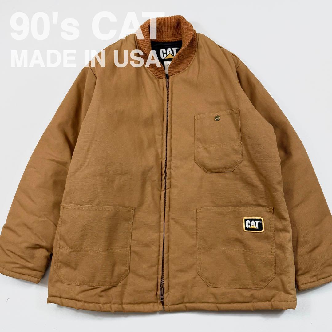 90's USA製 CAT キャタピラー 中綿ワークジャケット ダック地 L