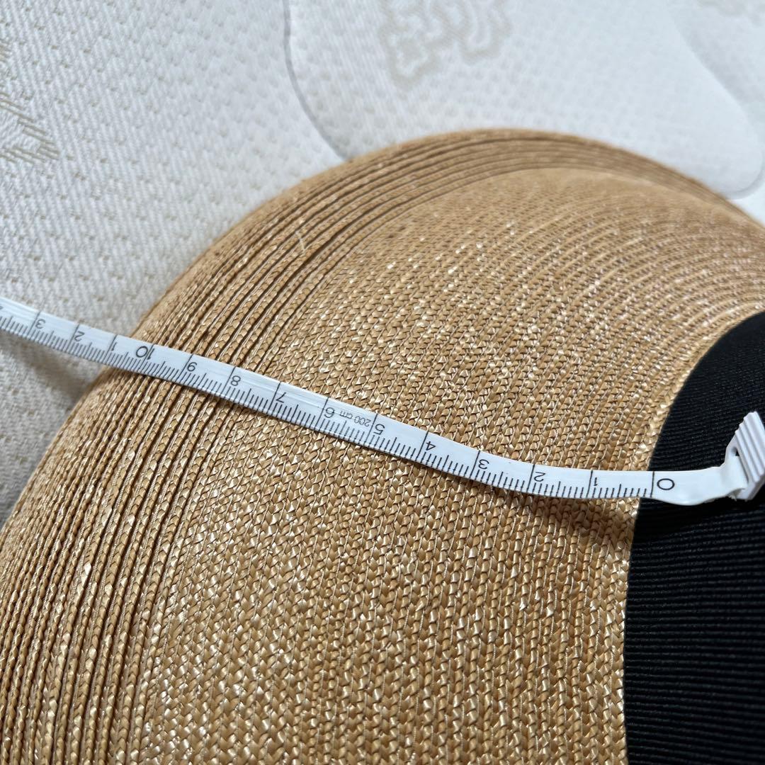 フォクシー黒リボン定番麦わら帽子ストローハット黒リボン付きお箱あり