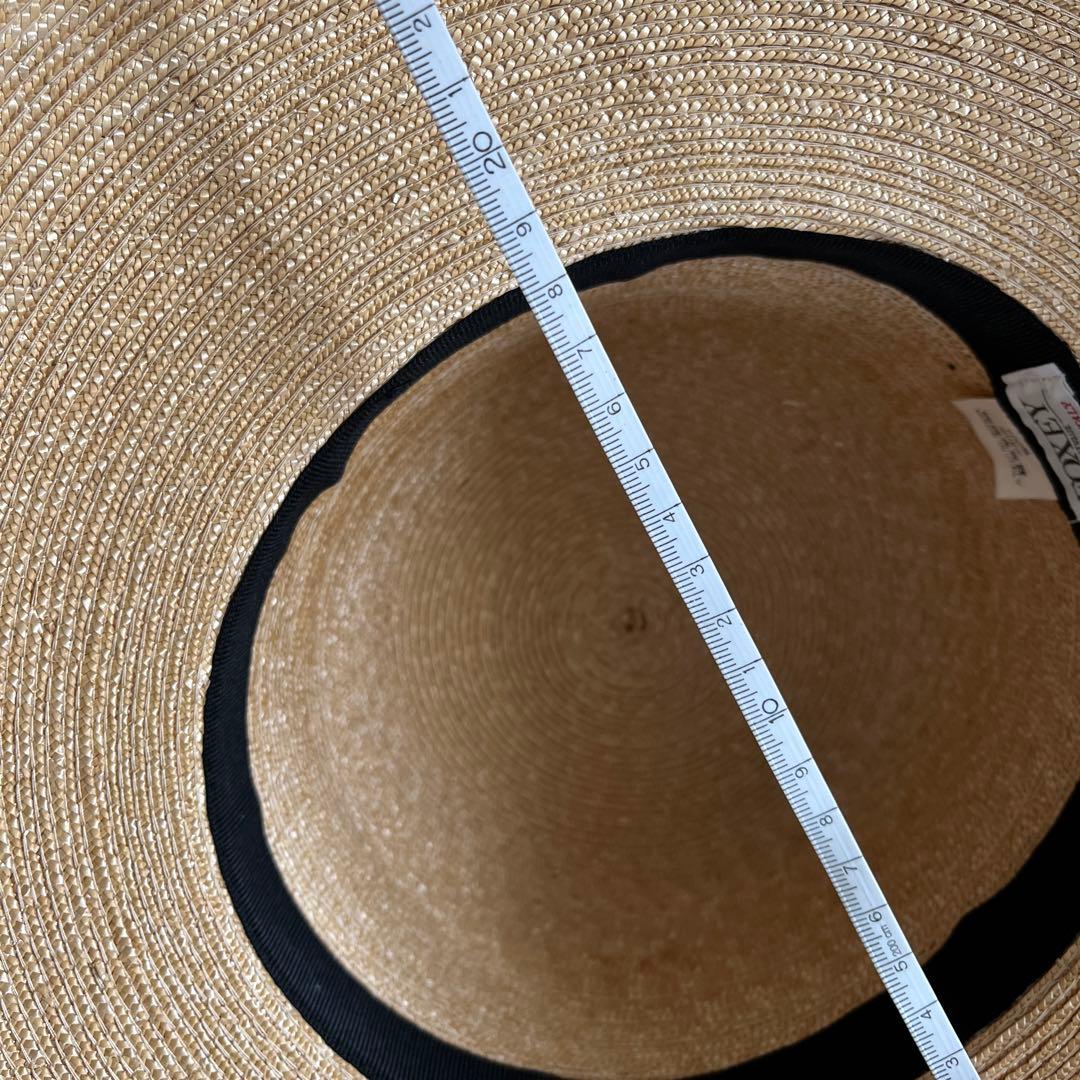 フォクシー黒リボン定番麦わら帽子ストローハット黒リボン付きお箱あり