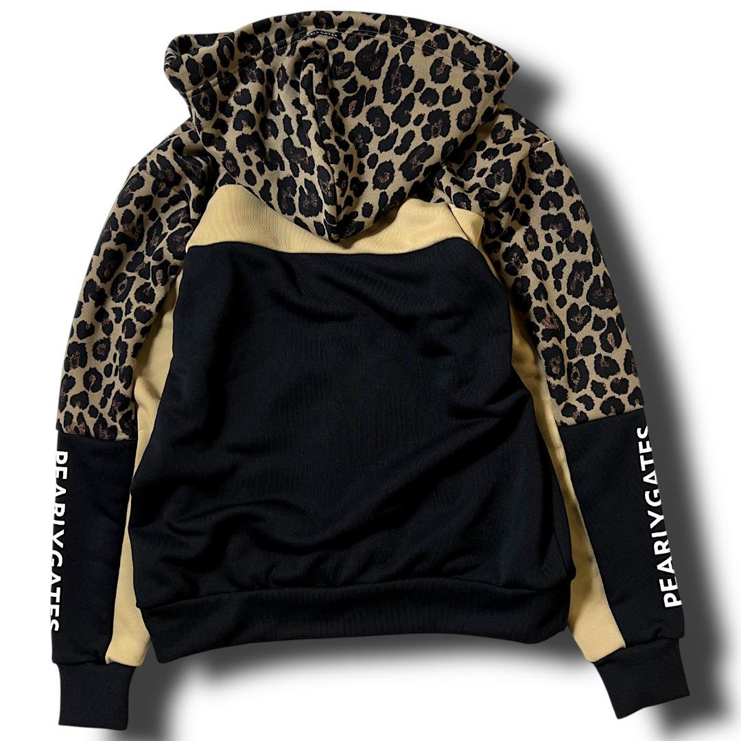 新品 0 パーリーゲイツ 無地×レオパード スウェット パーカー ジャケット