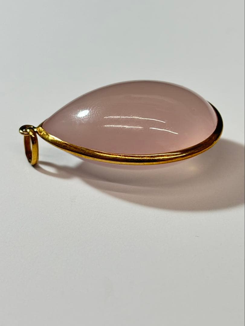 【K18 / 天然石ネックレストップ 】 ローズクォーツ