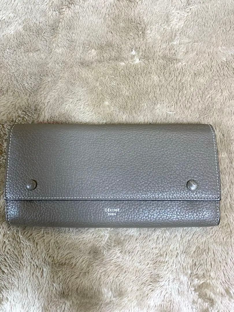 セリーヌ　長財布　グレージュ　内側イエロー