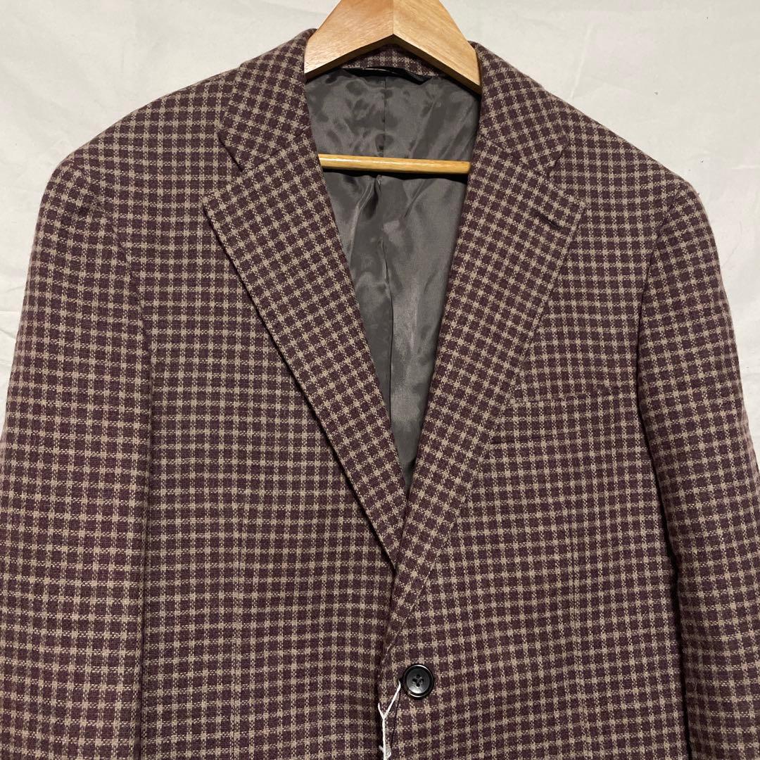 新品定価75,900円【ダーバン】日本製アルパカ混ウールチェック2Bジャケット