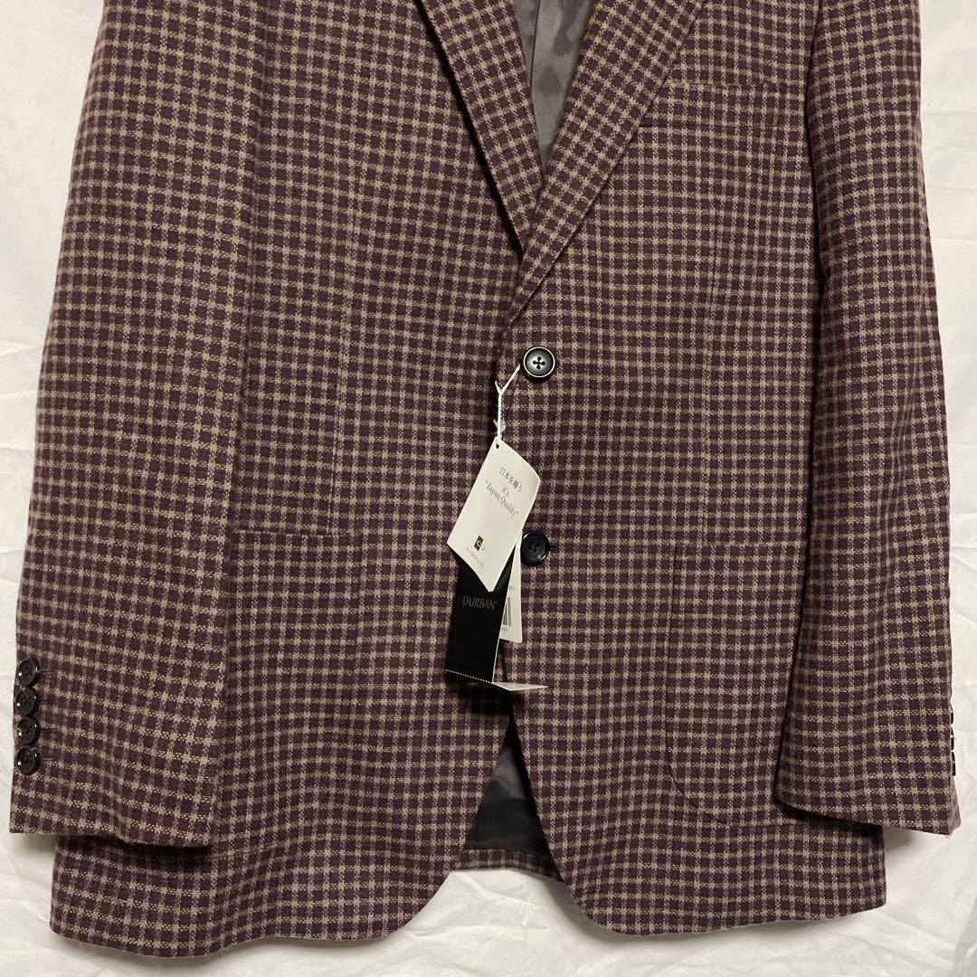 新品定価75,900円【ダーバン】日本製アルパカ混ウールチェック2Bジャケット