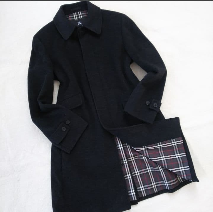 【極美品 M】バーバリーブラックレーベル 幻の 最高級 カシミヤ入 ウールコート
