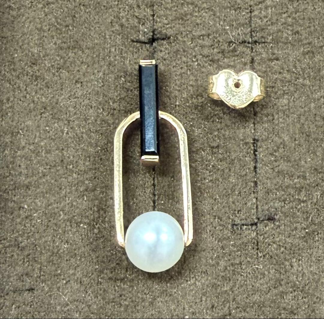 パール　オニキス　スタージュエリー　片耳　k10 ピアス