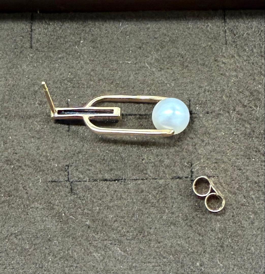 パール　オニキス　スタージュエリー　片耳　k10 ピアス