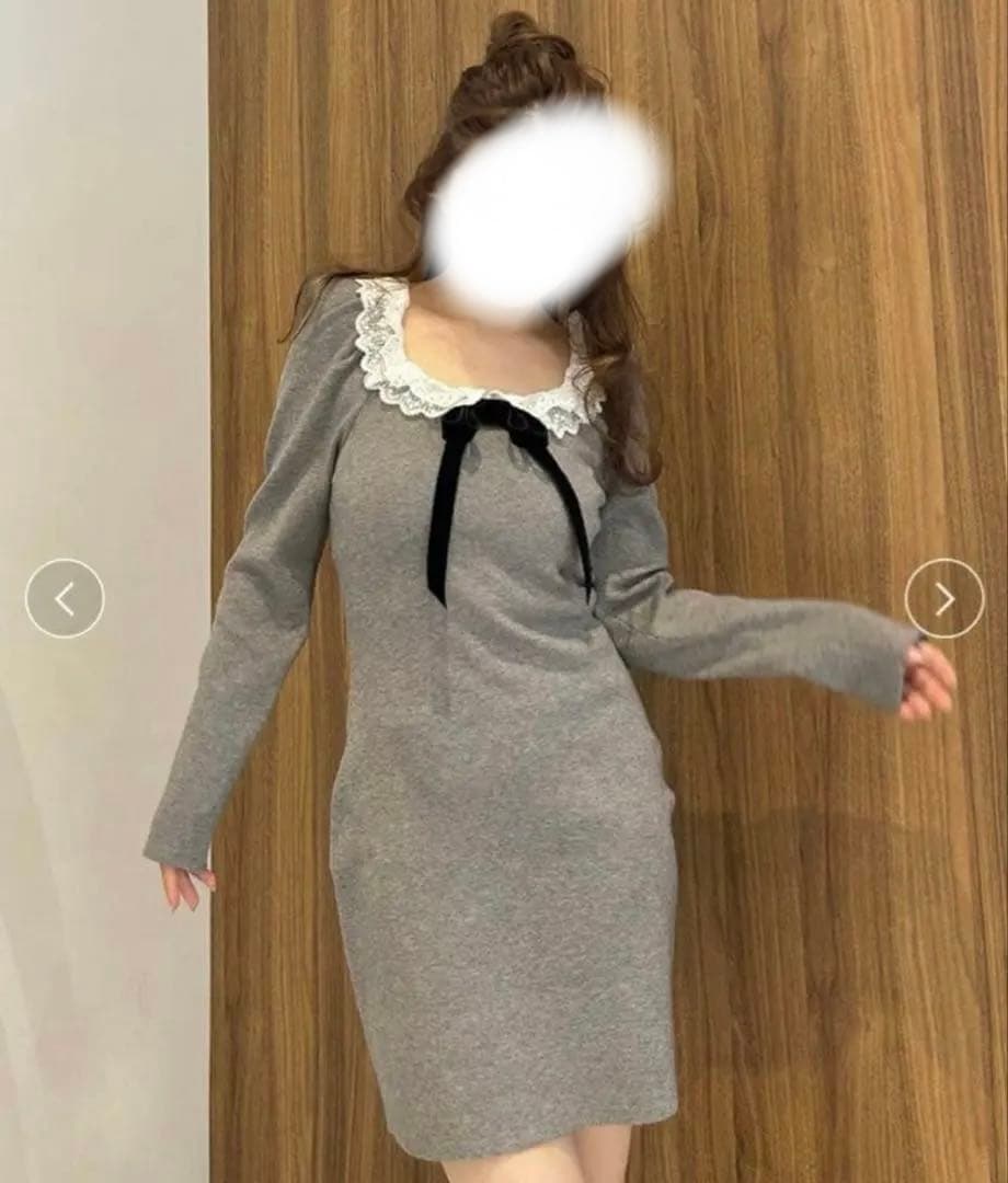 即発送【※ウサギオンライン完売限定商品】SNIDELフリルネックニットワンピース