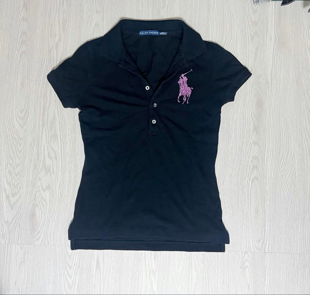 希少 ラルフローレン Y2K ビッグポニー ストーン ブラック ピンク