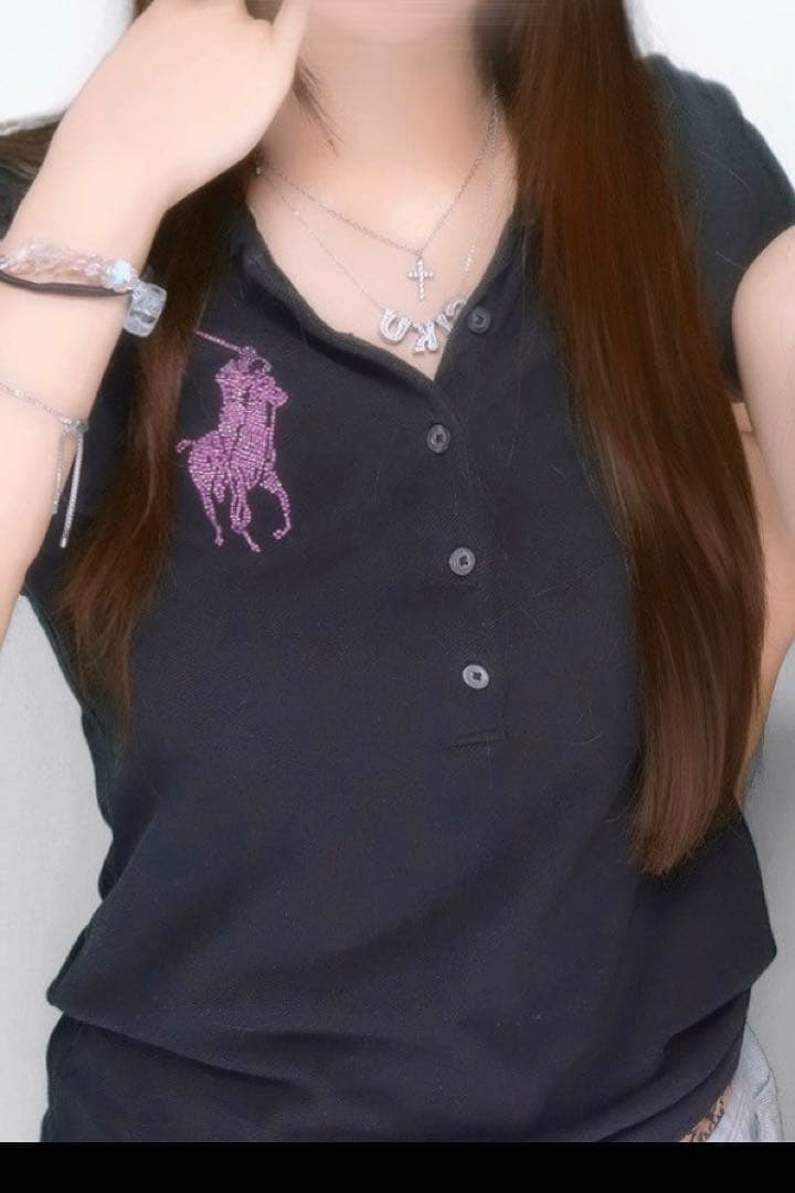 希少 ラルフローレン Y2K ビッグポニー ストーン ブラック ピンク