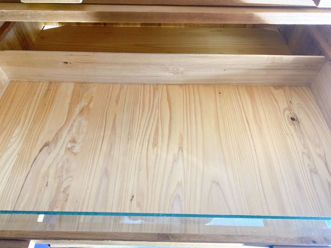 ✨希少✨古家具　木製4段前面ガラス引き出しチェスト