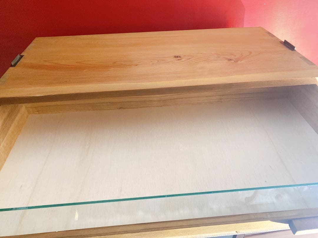 ✨希少✨古家具　木製4段前面ガラス引き出しチェスト