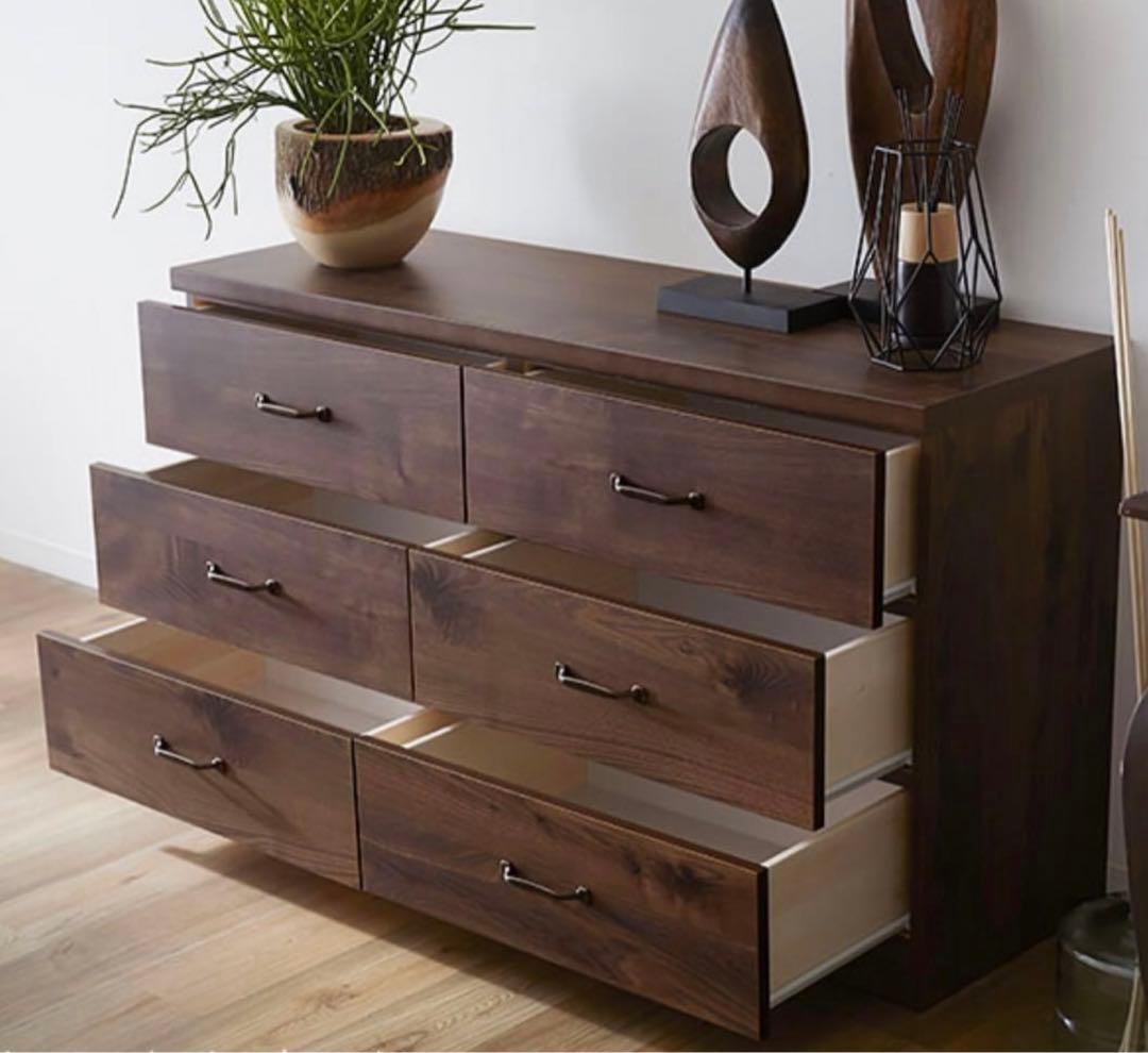 LOWYA タンス　チェスト　ロータイプ　アンティークブラウン