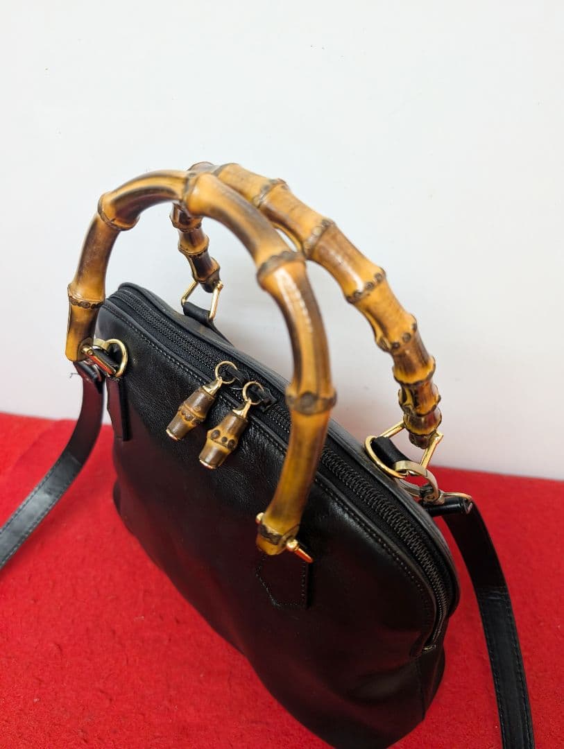 美品 極希少！Gucci バンブー レザーミニハンドバッグ ショルダーバッグ廃盤