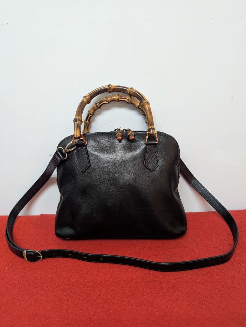 美品 極希少！Gucci バンブー レザーミニハンドバッグ ショルダーバッグ廃盤