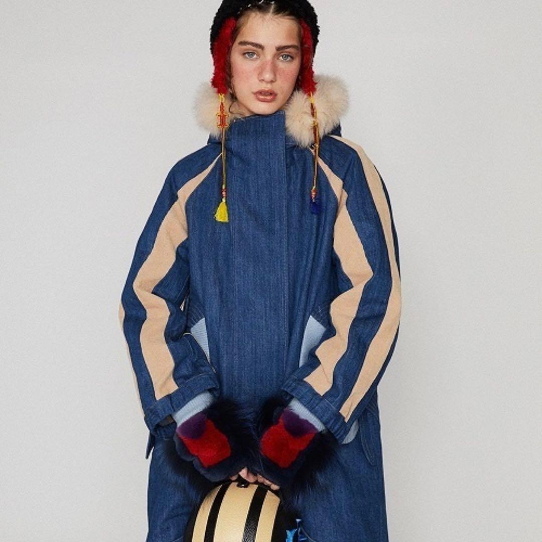 【美品】ツモリチサト モッズコート デニム✖️コーデュロイ ファー付き